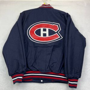 Vintage Montreal Canadiens Varsity Jacket Men M‎ Navy Blue JH Design Reversible